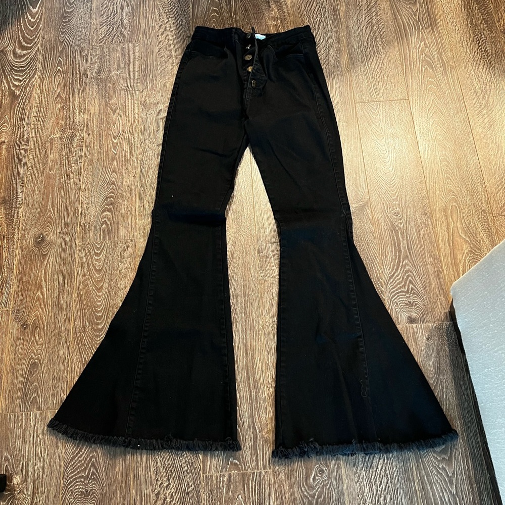 Show Me Your MuMu Black Flare Wide Leg Jeans